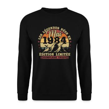 Vintage May 1984 Retro Birthday Gift - Unisex Sweatshirt - black - Front - Alina (178cm) & Michal (187cm)
