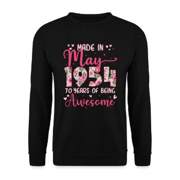 Mai 1954 Cadeau Anniversaire 70 Ans Pour Femme - Sweat-shirt Unisexe - noir - Devant - Alina (178cm) & Michal (187cm)