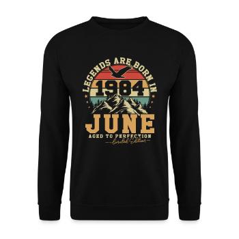 Juin 1984 Vintage Rétro Anniversaire 1984 Cadeau - Sweat-shirt Unisexe - noir - Devant - Alina (178cm) & Michal (187cm)