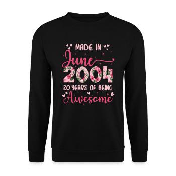 Juin 2004 Cadeau Anniversaire 20 Ans Pour Femme - Sweat-shirt Unisexe - noir - Devant - Alina (178cm) & Michal (187cm)