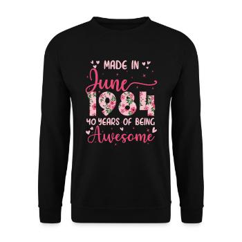 Juin 1984 Cadeau Anniversaire 40 Ans Pour Femme - Sweat-shirt Unisexe - noir - Devant - Alina (178cm) & Michal (187cm)