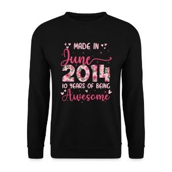 Juni 2014 Geschenk zum 10-jährigen Jubiläum für Mädchen - Unisex Pullover - Schwarz - Vorne - Alina (178cm) & Michal (187cm)