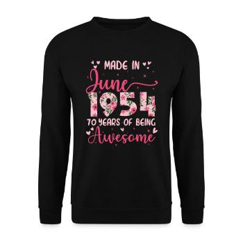 Juin 1954 Cadeau Anniversaire 70 Ans Pour Femme - Sweat-shirt Unisexe - noir - Devant - Alina (178cm) & Michal (187cm)