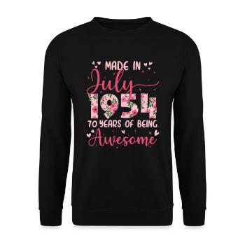 Juillet 1954 Cadeau Anniversaire 70 Ans Pour Femme - Sweat-shirt Unisexe - noir - Devant - Alina (178cm) & Michal (187cm)
