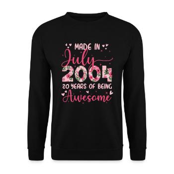 Juillet 2004 Cadeau Anniversaire 20 Ans Pour fille - Sweat-shirt Unisexe - noir - Devant - Alina (178cm) & Michal (187cm)