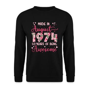 Août 1974 Cadeau Anniversaire 50 Ans Pour Femme - Sweat-shirt Unisexe - noir - Devant - Alina (178cm) & Michal (187cm)