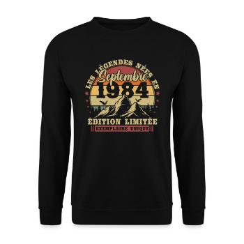 Vintage September 1984 Retro Birthday Gift - Unisex Sweatshirt - black - Front - Alina (178cm) & Michal (187cm)