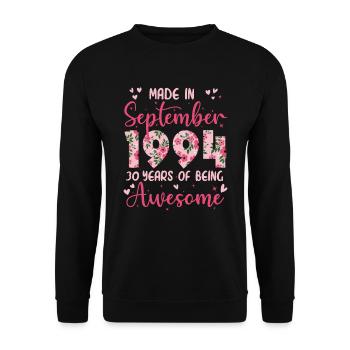 September 1994 30-jähriges Jubiläum der Frau - Unisex Pullover - Schwarz - Vorne - Alina (178cm) & Michal (187cm)
