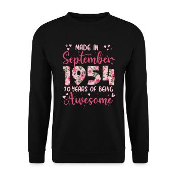 September 1954 70. Jahrestag der Frau - Unisex Pullover - Schwarz - Vorne - Alina (178cm) & Michal (187cm)