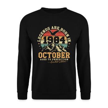 Octobre 1984 Vintage Anniversaire 1984 Cadeau - Sweat-shirt Unisexe - noir - Devant - Alina (178cm) & Michal (187cm)