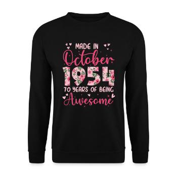 October 1954 Women's 70th Anniversary - Unisex Sweatshirt - black - Front - Alina (178cm) & Michal (187cm)