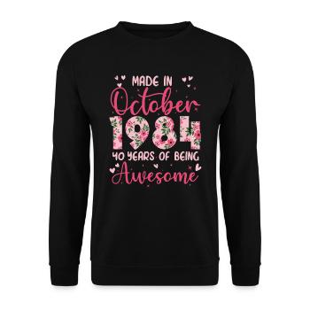 Octobre 1984 Anniversaire 40 Ans Pour Femmes - Sweat-shirt Unisexe - noir - Devant - Alina (178cm) & Michal (187cm)