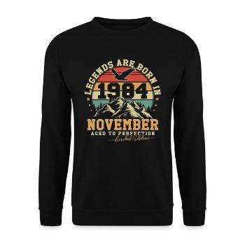 Novembre 1984 Vintage Anniversaire 1984 Cadeau - Sweat-shirt Unisexe - noir - Devant - Alina (178cm) & Michal (187cm)