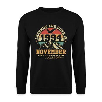 Novembre 1994 Vintage Anniversaire 1994 Cadeau - Sweat-shirt Unisexe - noir - Devant - Alina (178cm) & Michal (187cm)