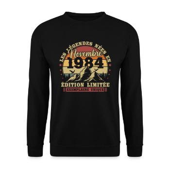 Vintage November 1984 Retro Birthday Gift - Unisex Sweatshirt - black - Front - Alina (178cm) & Michal (187cm)