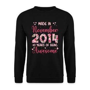 November 2014 10. Geburtstag der Mädchen - Unisex Pullover - Schwarz - Vorne - Alina (178cm) & Michal (187cm)