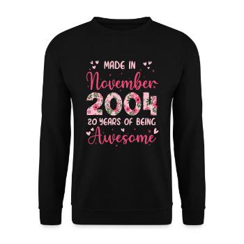 Novembre 2004 Anniversaire 20 Ans Pour Filles - Sweat-shirt Unisexe - noir - Devant - Alina (178cm) & Michal (187cm)