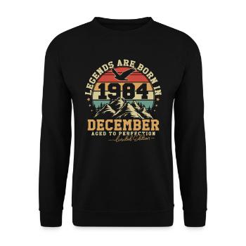 Décembre 1984 Vintage Anniversaire 1984 Cadeau - Sweat-shirt Unisexe - noir - Devant - Alina (178cm) & Michal (187cm)