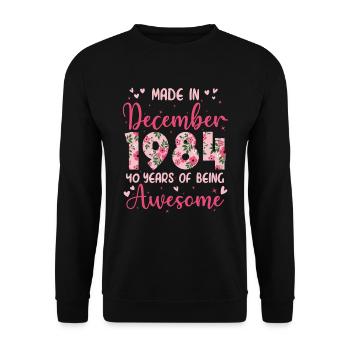 December 1984 Women's 40th Anniversary - Unisex Sweatshirt - black - Front - Alina (178cm) & Michal (187cm)