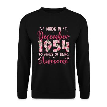 Dezember 1954 70. Jahrestag der Frau - Unisex Pullover - Schwarz - Vorne - Alina (178cm) & Michal (187cm)