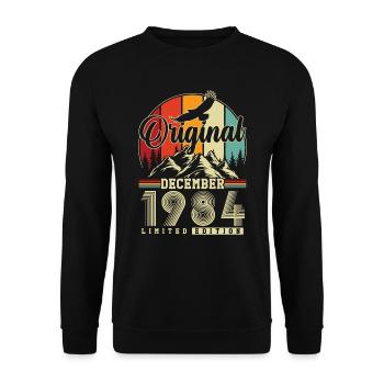 Original Décembre 1984 Vintage Anniversaire - Sweat-shirt Unisexe - noir - Devant - Alina (178cm) & Michal (187cm)