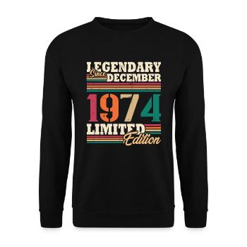 Vintage 1974 Décembre Cadeau Anniversaire Rétro - Sweat-shirt Unisexe - noir - Devant - Alina (178cm) & Michal (187cm)