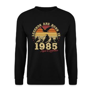 Vintage 1985 Vintage Retro Birthday Gift - Unisex Sweatshirt - black - Front - Alina (178cm) & Michal (187cm)