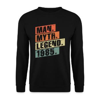 Vintage Born 1985 Man Myth Legend - Unisex Sweatshirt - black - Front - Alina (178cm) & Michal (187cm)
