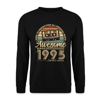 Jahrgang 1995 Geburtstagsgeschenk Geboren 1995 - Unisex Pullover - Schwarz - Vorne - Alina (178cm) & Michal (187cm)