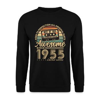 Jahrgang 1955 Geburtstagsgeschenk Geboren 1955 - Unisex Pullover - Schwarz - Vorne - Alina (178cm) & Michal (187cm)