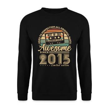 Jahrgang 2015 Geburtstagsgeschenk Geboren 2015 - Unisex Pullover - Schwarz - Vorne - Alina (178cm) & Michal (187cm)