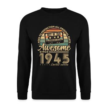 Jahrgang 1945 Geburtstagsgeschenk Geboren 1945 - Unisex Pullover - Schwarz - Vorne - Alina (178cm) & Michal (187cm)