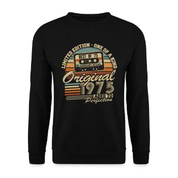 Original 1975 Vintage Rétro Cadeau d’anniversaire - Sweat-shirt Unisexe - noir - Devant - Alina (178cm) & Michal (187cm)