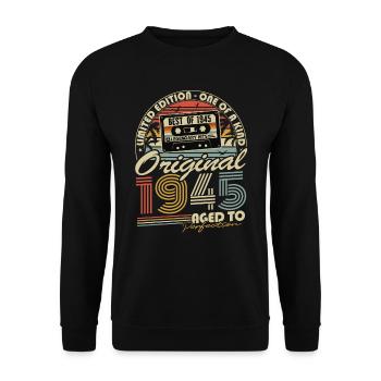 Original 1945 Vintage Cadeau d’anniversaire Rétro - Sweat-shirt Unisexe - noir - Devant - Alina (178cm) & Michal (187cm)