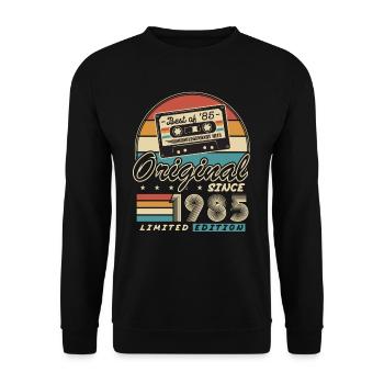 Original seit 1985 Vintage Geschenk Geburtstag - Unisex Pullover - Schwarz - Vorne - Alina (178cm) & Michal (187cm)