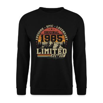 Original 1985 Vintage Cadeau d’anniversaire - Sweat-shirt Unisexe - noir - Devant - Alina (178cm) & Michal (187cm)
