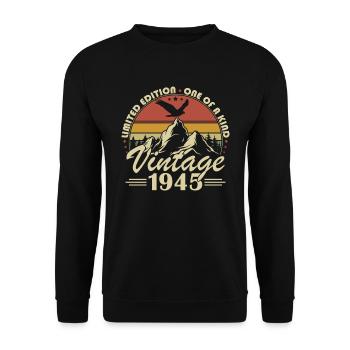 Jahrgang 1945 Geburtstagsgeschenk Jahrgang 1945 - Unisex Pullover - Schwarz - Vorne - Alina (178cm) & Michal (187cm)