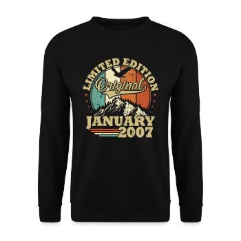 Original January 2007 Vintage Anniversary Gift - Unisex Sweatshirt - black - Front - Alina (178cm) & Michal (187cm)