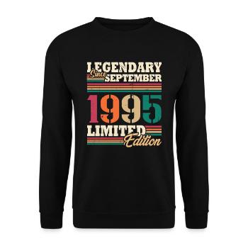 Vintage 1995 Septembre Cadeau Anniversaire Rétro - Sweat-shirt Unisexe - noir - Devant - Alina (178cm) & Michal (187cm)