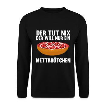 Mett Liebhaber Mettbrötchen - Unisex Pullover - Schwarz - Vorne - Alina (178cm) & Michal (187cm)