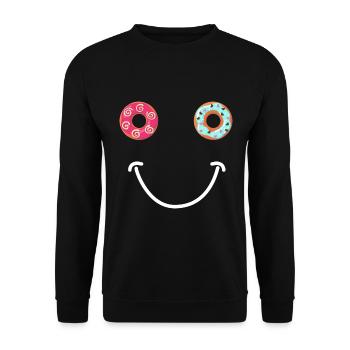 Donut Happy Face - Sweat-shirt Unisexe - noir - Devant - Alina (178cm) & Michal (187cm)