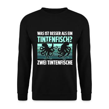 Was ist besser als ein Tintenfisch? Zwei - Unisex Pullover - Schwarz - Vorne - Alina (178cm) & Michal (187cm)