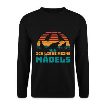 Ich Liebe Meine Mädels Geschenk - Unisex Pullover - Schwarz - Vorne - Alina (178cm) & Michal (187cm)