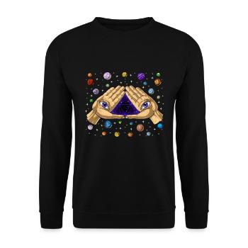 Géométrie sacrée Illuminati - Sweat-shirt Unisexe - noir - Devant - Alina (178cm) & Michal (187cm)
