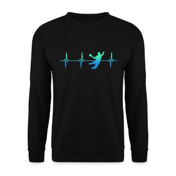 Handball Player Heartbeat Handball Training - Unisex Sweatshirt - black - Front - Alina (178cm) & Michal (187cm)