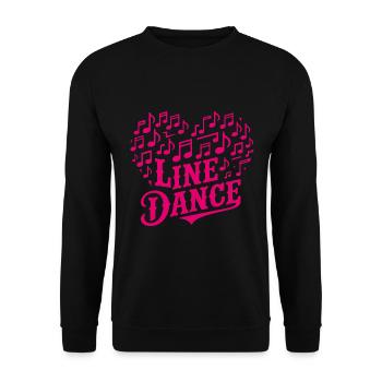 Line Dance Musik und Herz aus Musiknoten - Unisex Pullover - Schwarz - Vorne - Alina (178cm) & Michal (187cm)