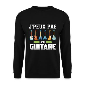Humour | J'peux pas j'ai guitare - Sweat-shirt Unisexe - noir - Devant - Alina (178cm) & Michal (187cm)