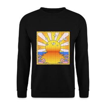 California Orange Sunshine LSD Löschblatt - Unisex Pullover - Schwarz - Vorne - Alina (178cm) & Michal (187cm)