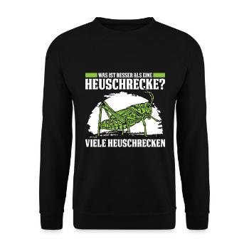 Was ist besser als eine Heuschrecke? Viele - Unisex Pullover - Schwarz - Vorne - Alina (178cm) & Michal (187cm)