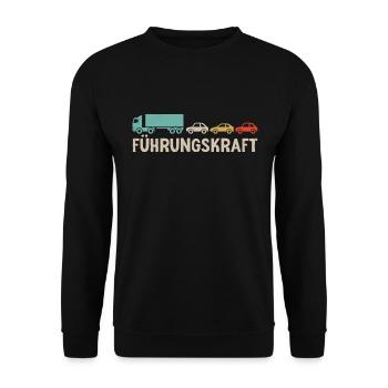 LKW Fahrer Führungskraft Fernfahrer - Unisex Pullover - Schwarz - Vorne - Alina (178cm) & Michal (187cm)